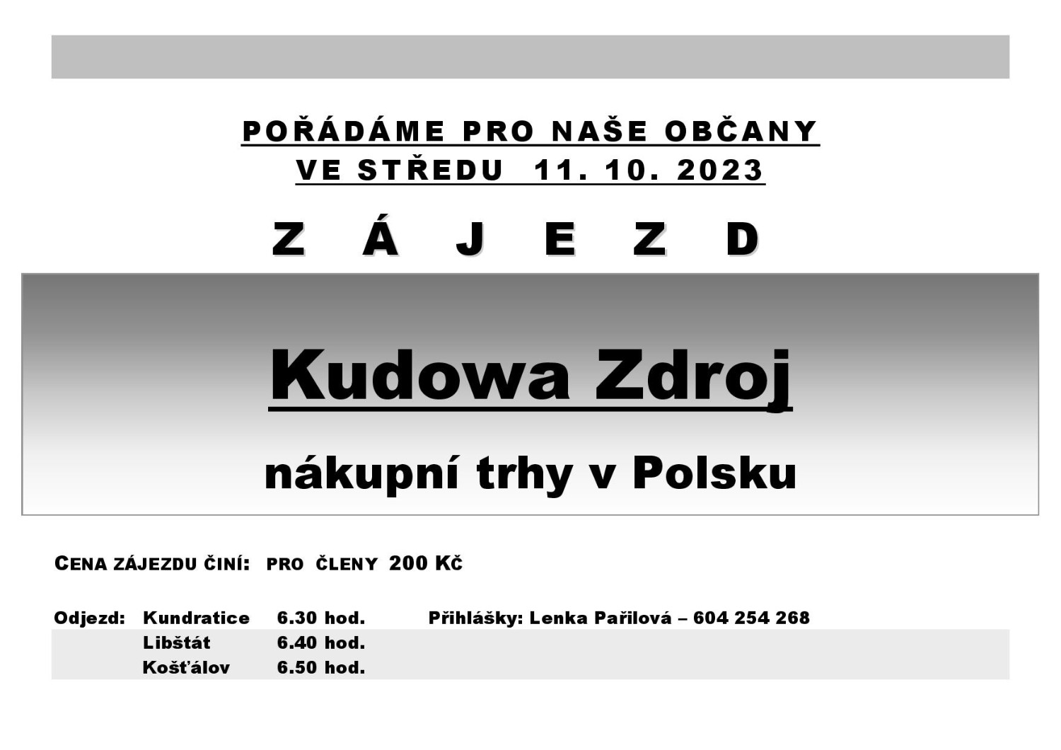 Zájezd Kudowa Zdroj / nákupní trhy v Polsku