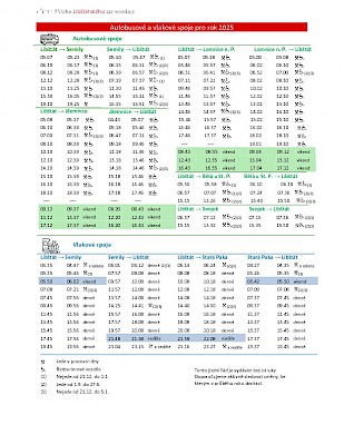 Autobusové a vlakové spoje pro rok 2025