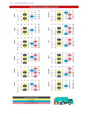 Kalendář vývozu odpadů na rok 2025